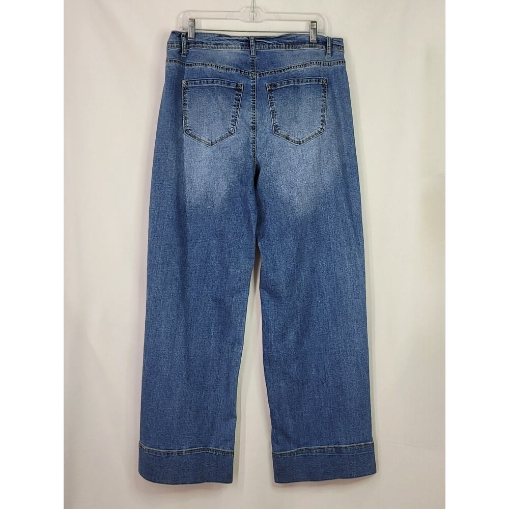 Retro CURVE APPEAL High-Rise Front Seam Medium Wash Blue Denim Jeans Size 14 - Picture 3 of 7
